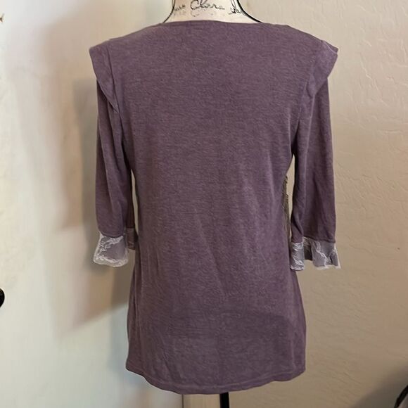 My Pretty Angel Fairy Whimsical Feminine Purple Lace Detailed Boho Romantic Top - Picture 3 of 10